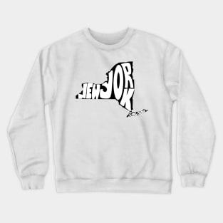 New York Map Outline Bubble Letters- black and white Crewneck Sweatshirt